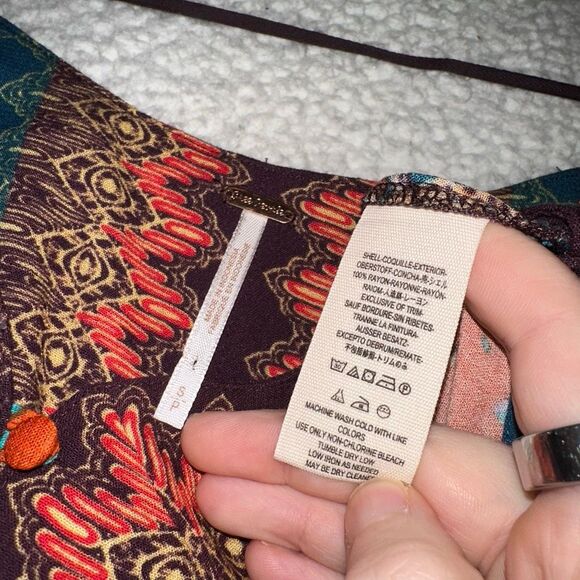 Free People Catch Me If You Can Boho Oversized Top Tie Sleeve Small EUC - Picture 6 of 11